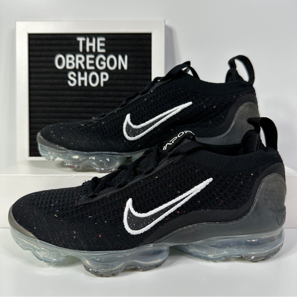 AIR VAPORMAX 2021 FLYKNIT BLACK METALLIC SILVER SPECKLED WOMENS SHOES SIZE 6.5